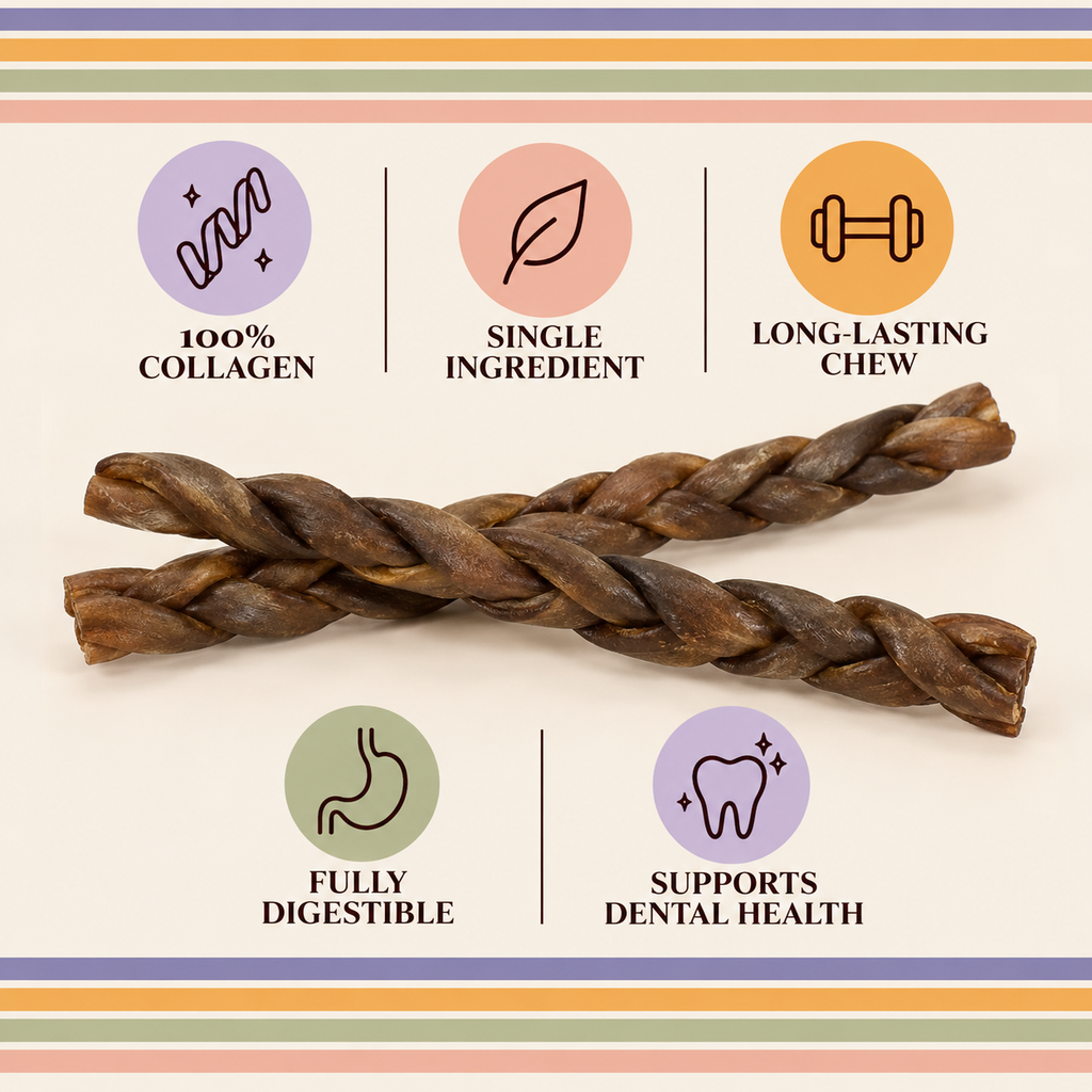 12" Braided Collagen Sticks – 3 Pack
