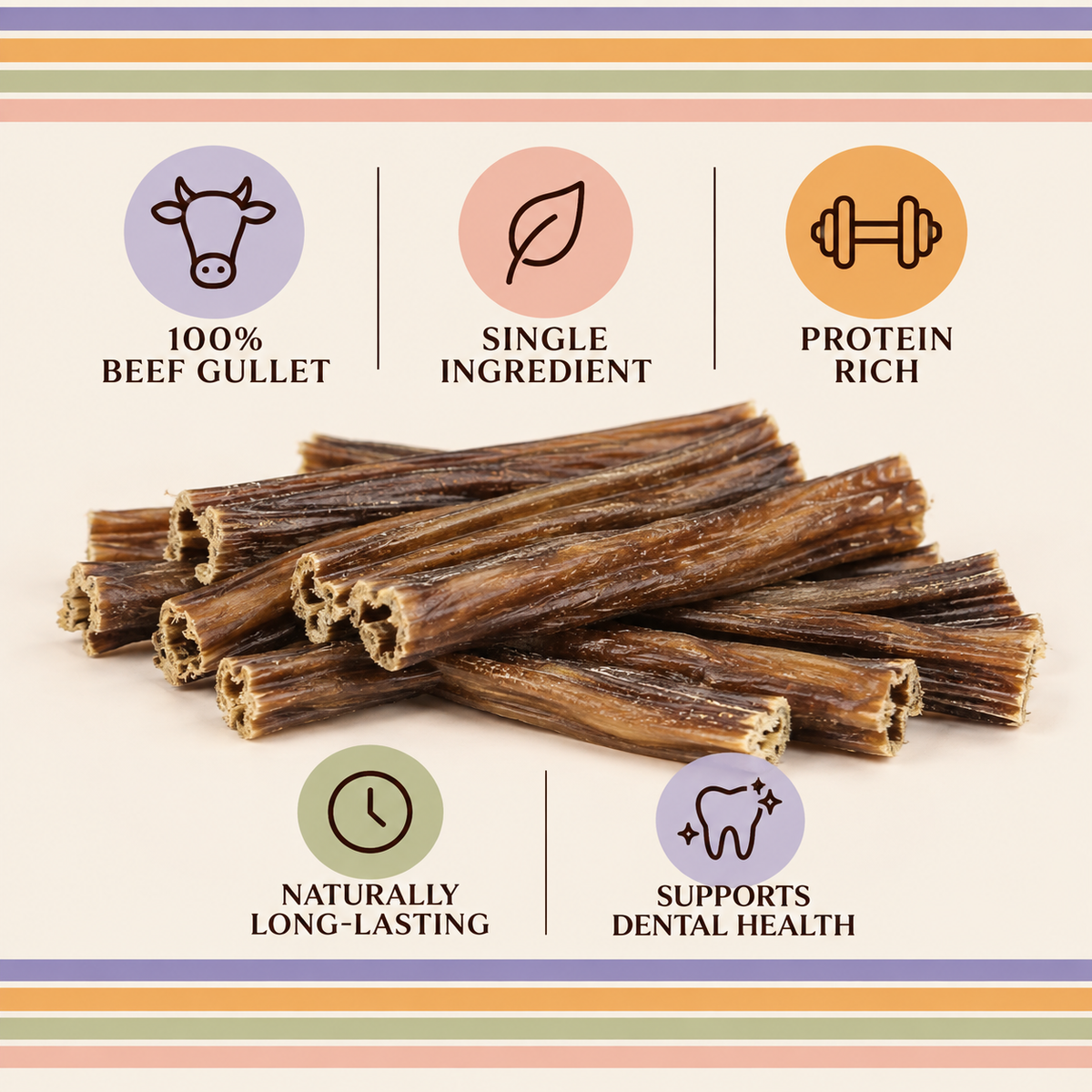 6" Beef Gullet Sticks - 15 Pack