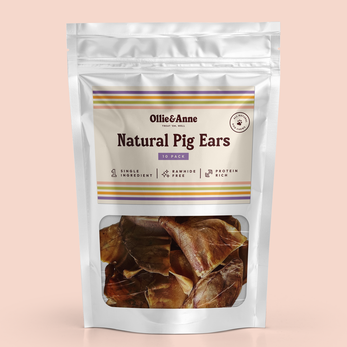 Natural Pig Ears (Whole) - 10 Pack